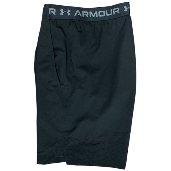 NWOT Under Armour Mens Shorts Size M Black Athletic Logo On Elastic Waistband - Picture 2 of 6